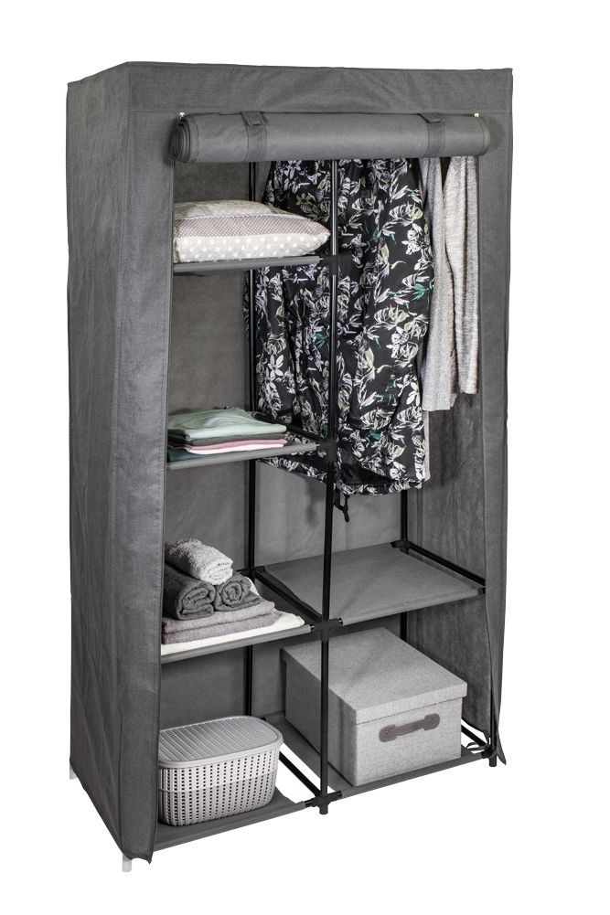 Textilní skříň s policemi šedá - šedá HomeLife