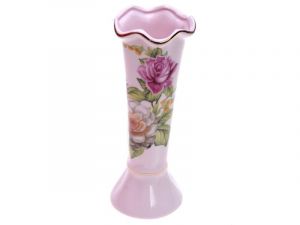 Růžová porcelánová vázička s dekorem