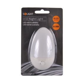 Solight WL903 noční LED světélko oblé, 0,5W, bílé, 230V, vypínač