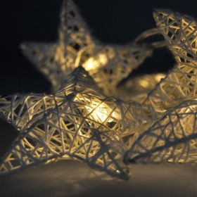 Solight LED řetěz vánoční hvězdy bílé proplétané, 10LED, 1m, 2x AA, IP20