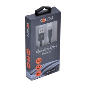 Solight USB kabel, USB 2.0 A konektor - USB B micro konektor, blistr, 1m