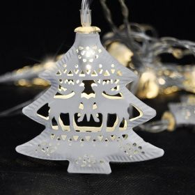 Solight LED řetěz vánoční stromky, kovové, bílé, 10LED, 1m, 2x AA, IP20