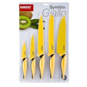 5 dílná sada nožů s nepřilnavým povrchem, SYMBIO Giallo Žluté BANQUET