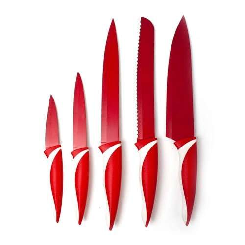 5 dílná sada nožů s nepřilnavým povrchem, SYMBIO Rosso červená Banquet