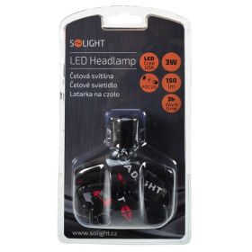 Solight čelová LED svítilna WH18, 3W Cree LED, černočervená, 3 x AAA - Čelovka