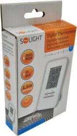 Solight TE09 teploměr, teplota, velký displej, datum, čas, bílý